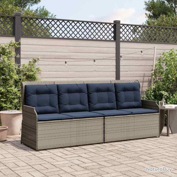 Banc de avec coussin Gris et bleu marine polyrotin