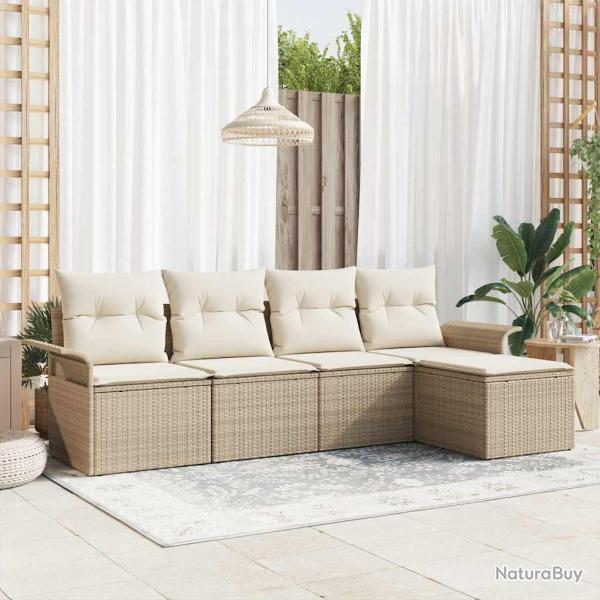Canap� d'ext�rieur avec coussin 5 pcs Beige polyrotin