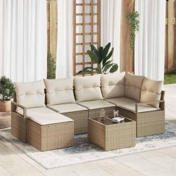 Ensemble de Canap&eacute;s 7 pcs Beige polyrotin
