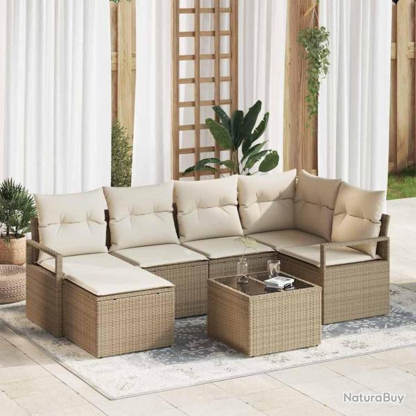 Ensemble de Canap�s 7 pcs Beige polyrotin