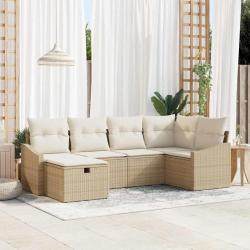Ensemble de Canap&eacute;s avec coussin Beige et cr&egrave;me polyrotin