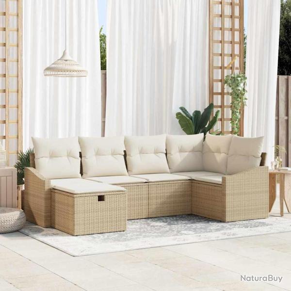 Ensemble de Canap�s avec coussin Beige et cr�me polyrotin
