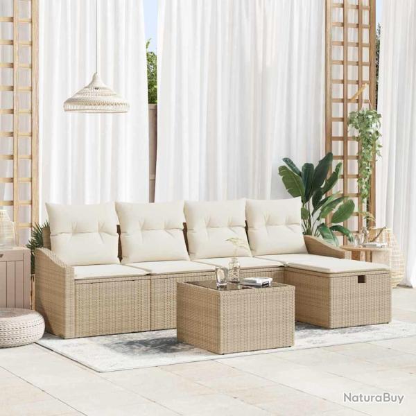 Ensemble de Canap�s avec coussin avec stockage Beige polyrotin