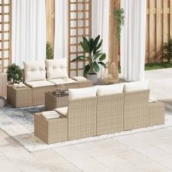 Ensemble de canap&eacute; de avec coussin Beige polyrotin