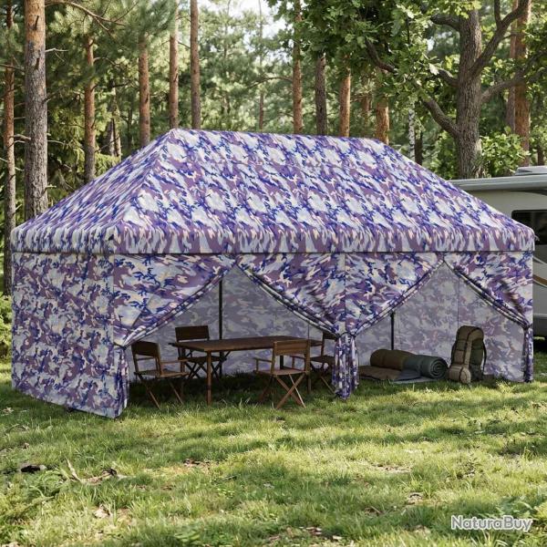 Gazebo Pop-up avec 4 Panneaux Lat�raux 3 x 6 m Camouflage Bleu