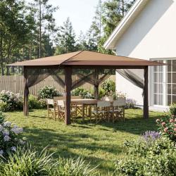 Gazebo avec 4 Parois 4 x 4 m Beige et Marron