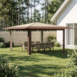 Gazebo sans Paroi 4 x 4 m Cr&egrave;me et marron