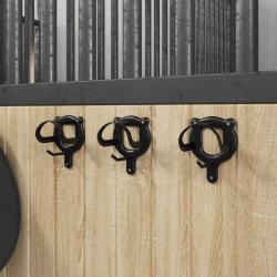 Porte-brides 3 pcs mural noir fer