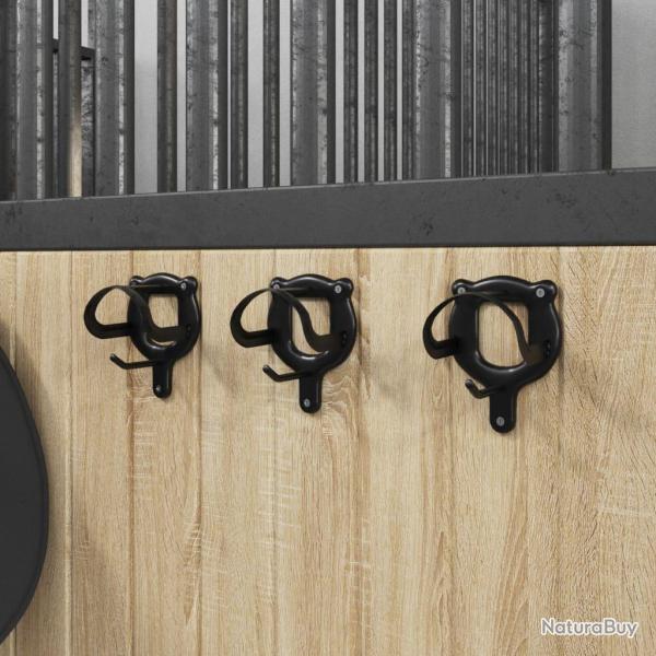 Porte-brides 3 pcs mural noir fer