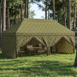 Tente canop&eacute;e avec 4 parois 2,9 x 5,8 m Camouflage militaire
