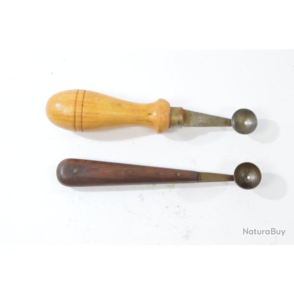 Lot deux anciennes cuill�res � billes pour melon ou past�que. D�co cuisine, d�tourn� pour sculpture