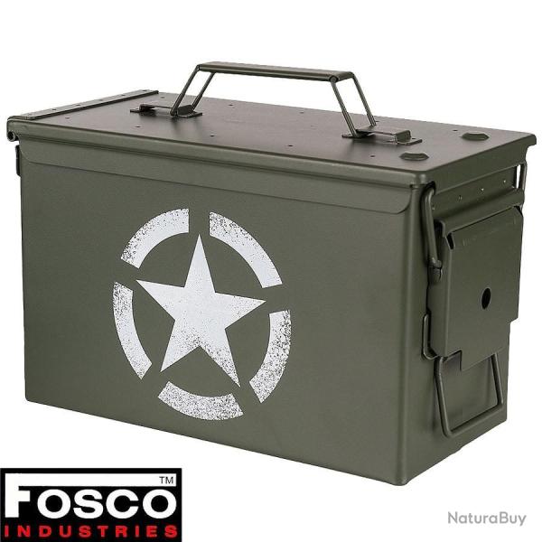 Bo�te � munitions militaire Cal. 50 - acier robuste �tanche - US Army Star