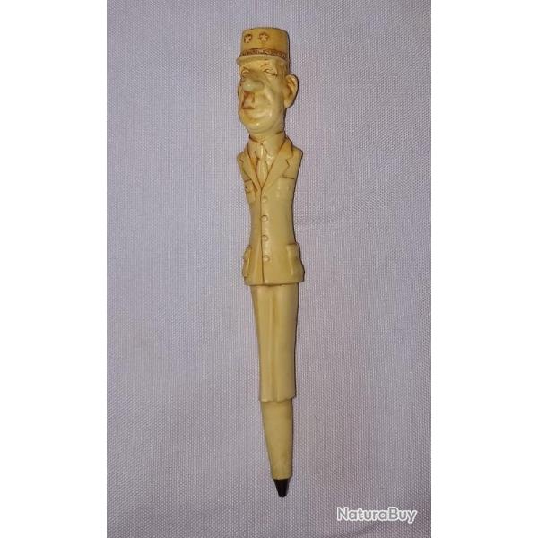 Stylo humoristique G�n�ral DE GAULLE 1960 vintage