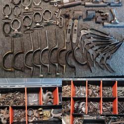 Tr&egrave;s gros lot d'anciennes pi&egrave;ces d&eacute;tach&eacute;es du XIXe pour V&eacute;lodog, Bulldog,fusils gras etc