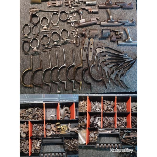 Tr�s gros lot d'anciennes pi�ces d�tach�es du XIXe pour V�lodog, Bulldog,fusils gras etc