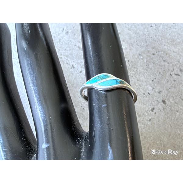 Bague neuve en argent et turquoise - taille 49 - enfant ou adolescente - cadeau