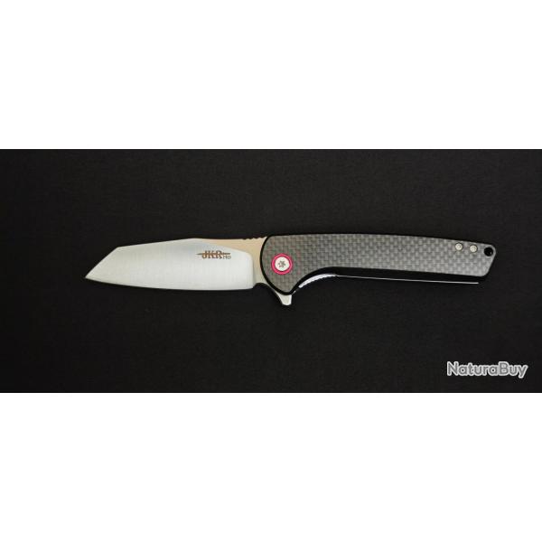 Couteau Pliant JKR-PRO 10014 - Manche Fibre de Carbone & G10 - Lame D2 Spey