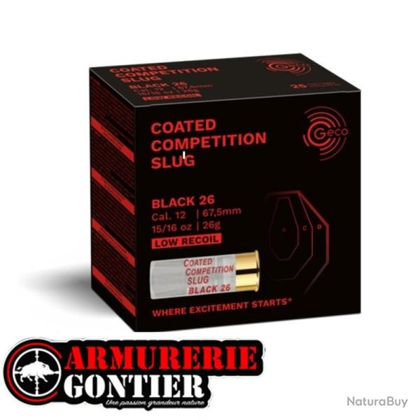 Cartouche Balle Slug GECO Comp�tition Black 26 gr cal.12/67,5 , boite de 100