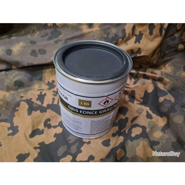Pot de 1 kg peinture gris fonc� mat LUFTWAFFE WW2 PANZERDIVISION  MILITARIA