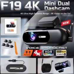 Cam&eacute;ra de tableau de bord voitures 4K UHD, enregistrement avant et arri&egrave;re,HDR, Wi-Fi, 64G dual cam