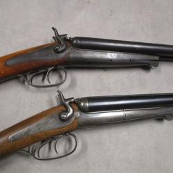 Lot de 2 Fusils HUSQVARNA mod&egrave;le 1877, Cal 16 &agrave; chiens, &agrave; 1 euro sans prix de r&eacute;serve!!!