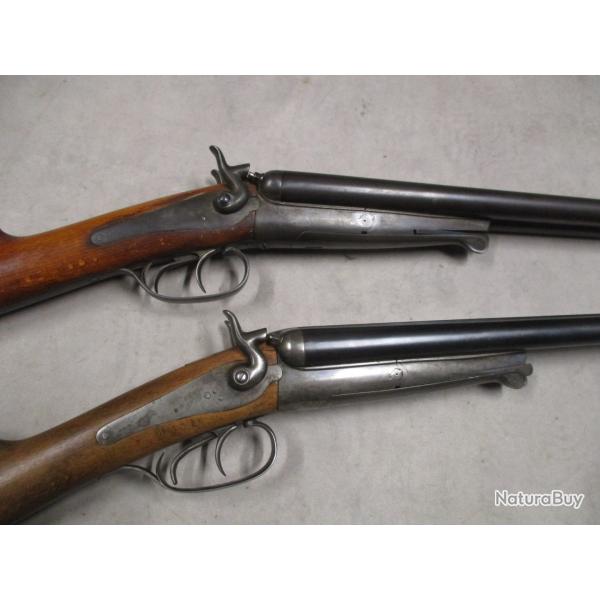 Lot de 2 Fusils HUSQVARNA mod�le 1877, Cal 16 � chiens, � 1 euro sans prix de r�serve!!!