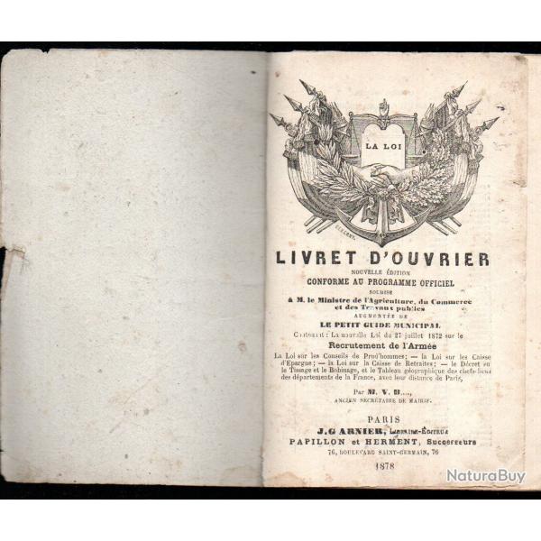 livret d'ouvrier 1878