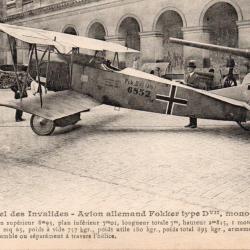 Carte postale ancienne avion allemand Fokker type D.VII, H&ocirc;tel des Invalides -N&deg;8559