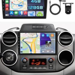 Autoradio 4+128GB Android 15 pour Citroen Berlingo 2008-2017/ Peugeot Partner 2008-2019, &Eacute;cran Incel