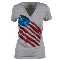 T-SHIRT FEATHER FLAG TEE GREY FEMME - 5.11 TACTICAL NEUF L GRIS
