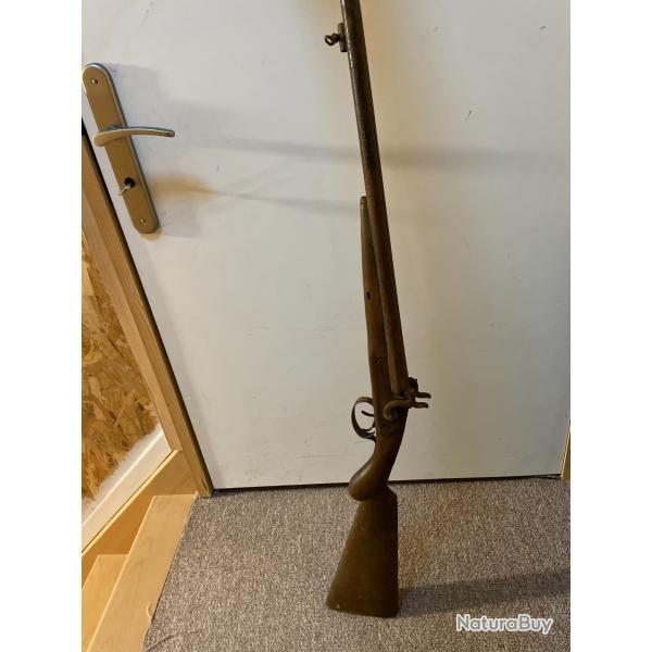 Ancien Fusil de Chasse � Percussion, Poudre Noire - Juxtapos� - � restaurer / pi�ces / �pave