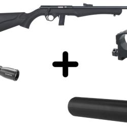 PACK SILENCE ROSSI CALIBRE 17 HMR + LUNETTE 3-9x40 + SILENCIEUX + 2 CHARGEURS 