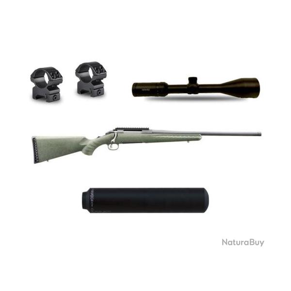 Pack affut approche RUGER GLENFIELD + lunette + silencieux 