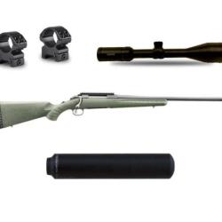 Pack affut approche RUGER GLENFIELD + lunette + silencieux 5/8x24
