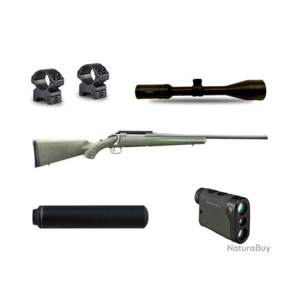 Pack affut approche RUGER GLENFIELD + lunette + silencieux + t�l�metre 