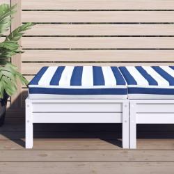 Coussin de palette rayure bleue/blanche 60x60x8 cm tissu
