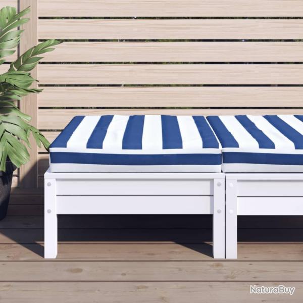 Coussin de palette rayure bleue/blanche 60x60x8 cm tissu