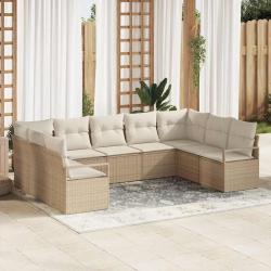 Ensemble de Canap&eacute;s avec coussin 9 pcs Beige polyrotin