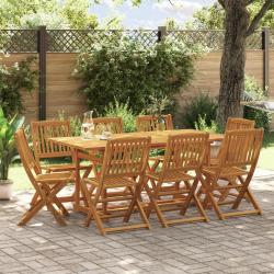 Ensemble &agrave; manger de 9 pcs bois massif d'acacia