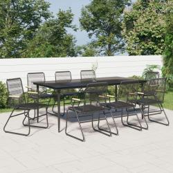 Ensemble &agrave; manger de 9 pcs noir rotin PVC