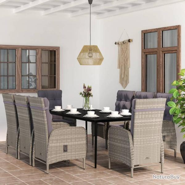 Ensemble � manger de et coussins 9 pcs Gris et noir