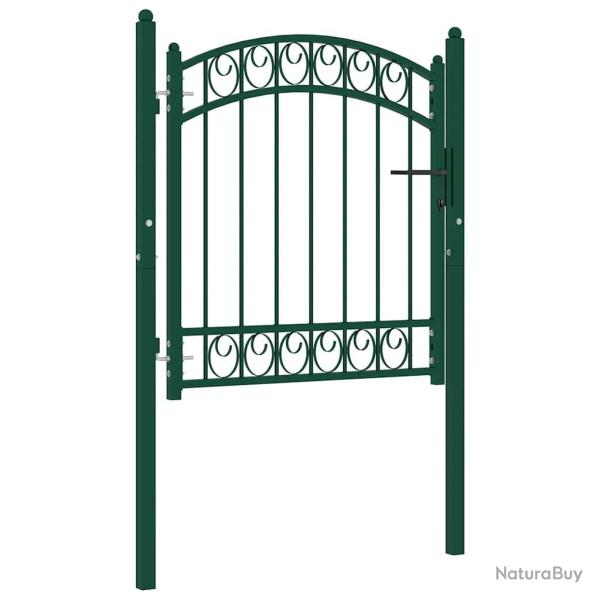Portail de cl�ture EMMEN avec arc en haut, acier, 100 x 86 cm, vert