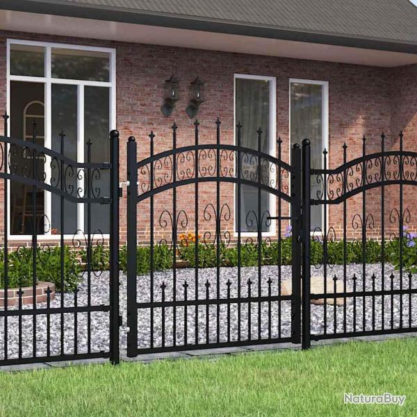 Portail de cl�ture KAMPEN avec pointe en acier noir 103 x 100 cm