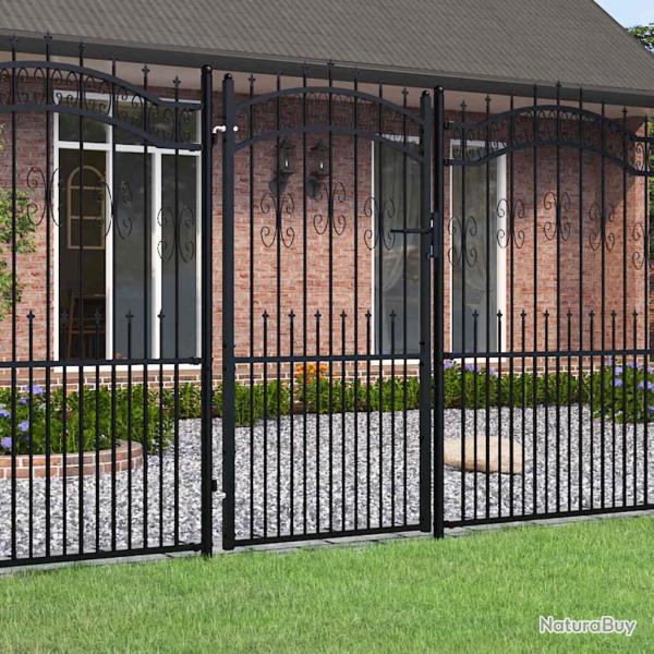 Portail de cl�ture KAMPEN avec t�te pointue, acier noir 103 x 175 cm