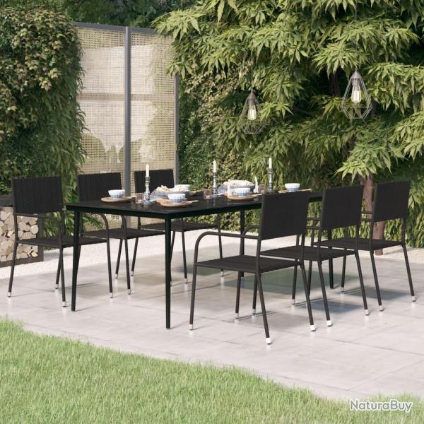 Table � d�ner de Noir 200x100x74 cm Acier et verre