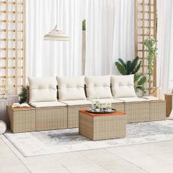Ensemble de canap&eacute; de jardin 5 pcs Beige Poly rotin