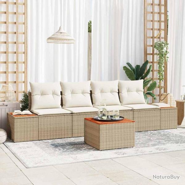 Ensemble de canap� de jardin 5 pcs Beige Poly rotin
