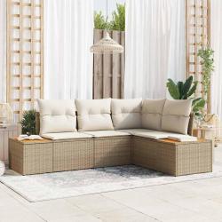Ensemble de canap&eacute; de jardin 5 pcs Beige Poly rotin