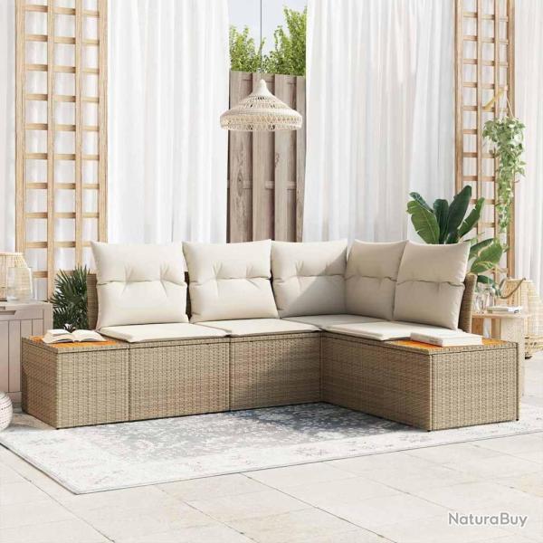 Ensemble de canap� de jardin 5 pcs Beige Poly rotin