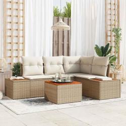 Ensemble de canap&eacute; de jardin 5 pcs Beige Poly rotin